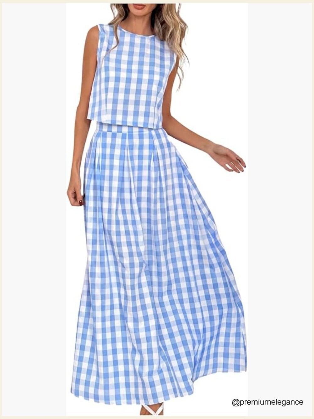 2 Piece Plaid Crop Tank & Maxi Skirt Set Summer Cruise Outfits